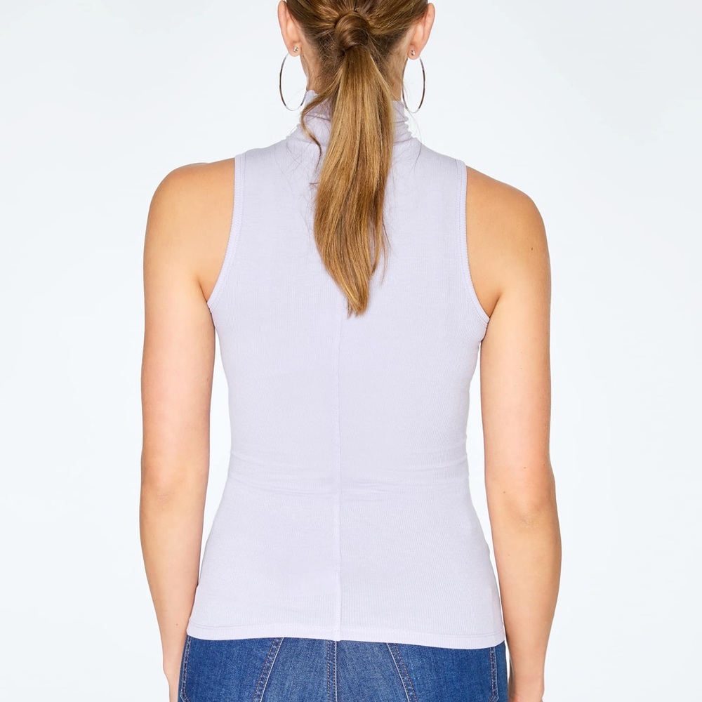 NWT Hey You Sleeveless Ribbed Lavender Turtleneck Top - Picture 2 of 5